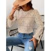 CUPSHE Women’s Eyelet Long Sleeve Tops Shirts Dressy Hollow Out Crochet Lace Embroidered Blouses 2026 Fashion(Beige)