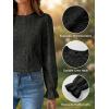CUPSHE Women’s Eyelet Long Sleeve Tops Shirts Dressy Hollow Out Crochet Lace Embroidered Blouses 2026 Fashion(Black)