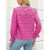 CUPSHE Women’s Eyelet Long Sleeve Tops Shirts Dressy Hollow Out Crochet Lace Embroidered Blouses 2026 Fashion(Fuchsia)