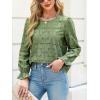 CUPSHE Women’s Eyelet Long Sleeve Tops Shirts Dressy Hollow Out Crochet Lace Embroidered Blouses 2026 Fashion(Green)