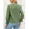 CUPSHE Women’s Eyelet Long Sleeve Tops Shirts Dressy Hollow Out Crochet Lace Embroidered Blouses 2026 Fashion(Green)