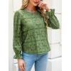 CUPSHE Women’s Eyelet Long Sleeve Tops Shirts Dressy Hollow Out Crochet Lace Embroidered Blouses 2026 Fashion(Green)