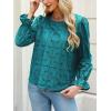 CUPSHE Women’s Eyelet Long Sleeve Tops Shirts Dressy Hollow Out Crochet Lace Embroidered Blouses 2026 Fashion(Lake Blue)