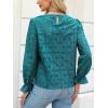 CUPSHE Women’s Eyelet Long Sleeve Tops Shirts Dressy Hollow Out Crochet Lace Embroidered Blouses 2026 Fashion(Lake Blue)