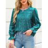 CUPSHE Women’s Eyelet Long Sleeve Tops Shirts Dressy Hollow Out Crochet Lace Embroidered Blouses 2026 Fashion(Lake Blue)