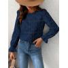 CUPSHE Women’s Eyelet Long Sleeve Tops Shirts Dressy Hollow Out Crochet Lace Embroidered Blouses 2026 Fashion(Navy Blue)