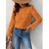 CUPSHE Women’s Eyelet Long Sleeve Tops Shirts Dressy Hollow Out Crochet Lace Embroidered Blouses 2026 Fashion(Orange)