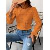 CUPSHE Women’s Eyelet Long Sleeve Tops Shirts Dressy Hollow Out Crochet Lace Embroidered Blouses 2026 Fashion(Orange)