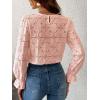 CUPSHE Women’s Eyelet Long Sleeve Tops Shirts Dressy Hollow Out Crochet Lace Embroidered Blouses 2026 Fashion(Pink)