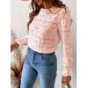 CUPSHE Women’s Eyelet Long Sleeve Tops Shirts Dressy Hollow Out Crochet Lace Embroidered Blouses 2026 Fashion(Pink)
