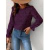 CUPSHE Women’s Eyelet Long Sleeve Tops Shirts Dressy Hollow Out Crochet Lace Embroidered Blouses 2026 Fashion(Purple)