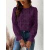 CUPSHE Women’s Eyelet Long Sleeve Tops Shirts Dressy Hollow Out Crochet Lace Embroidered Blouses 2026 Fashion(Purple)