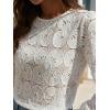 CUPSHE Women’s Eyelet Long Sleeve Tops Shirts Dressy Hollow Out Crochet Lace Embroidered Blouses 2026 Fashion(White)
