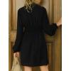 CUPSHE Women’s Fall Casual Dress Long Sleeve V Neck A Line Button Mini Dresses(Black)