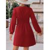 CUPSHE Women’s Fall Casual Dress Long Sleeve V Neck A Line Button Mini Dresses(Red)