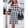 CUPSHE Women’s Fall Dresses Plaid Button Square Neck A Line Casual Pinafore Overall Midi Dress(Black)