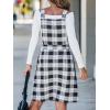 CUPSHE Women’s Fall Dresses Plaid Button Square Neck A Line Casual Pinafore Overall Midi Dress(Black)