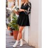 CUPSHE Womens Fall Dresses V Neck Floral Long Sleeve Button Belted Short Work Casual Outfit Flowy Mini Dress(Black)
