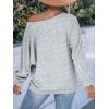 CUPSHE Womens Fashion Long Sleeve Crewneck Knitted Ribbed Shirts Pullover Sweaters Casual Loose Tops(Grey)