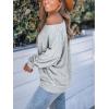 CUPSHE Womens Fashion Long Sleeve Crewneck Knitted Ribbed Shirts Pullover Sweaters Casual Loose Tops(Grey)