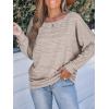 CUPSHE Womens Fashion Long Sleeve Crewneck Knitted Ribbed Shirts Pullover Sweaters Casual Loose Tops(Khaki)