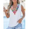 CUPSHE Womens Fashion Tank Floral Crochet V-Neck Top Summer Clothes Casual Sleeveless Shirts Loose Fit(White)