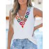 CUPSHE Womens Fashion Tank Floral Crochet V-Neck Top Summer Clothes Casual Sleeveless Shirts Loose Fit(White)