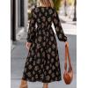 CUPSHE Women’s Floral Maxi Dress V Neck Puff Sleeves Flowy Ruffle Casual Fall Dress(Black)