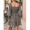CUPSHE Women’s Floral Ruffle Fall Dress Long Sleeve Smocked A Line Elastic Waist Flowy Casual Mini Dressss(Black Floral)