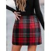 CUPSHE Women’s High Waist Plaid Skirt Causal Bodycon Pencil Wool Mini Skirts Winter Fall A Line Elegent Outfits(Black Red)