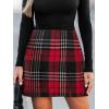 CUPSHE Women’s High Waist Plaid Skirt Causal Bodycon Pencil Wool Mini Skirts Winter Fall A Line Elegent Outfits(Black Red)