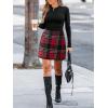 CUPSHE Women’s High Waist Plaid Skirt Causal Bodycon Pencil Wool Mini Skirts Winter Fall A Line Elegent Outfits(Black Red)
