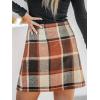 CUPSHE Women’s High Waist Plaid Skirt Causal Bodycon Pencil Wool Mini Skirts Winter Fall A Line Elegent Outfits(Brick Red)