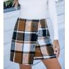 CUPSHE Women’s High Waist Plaid Skirt Causal Bodycon Pencil Wool Mini Skirts Winter Fall A Line Elegent Outfits(Brown Black)