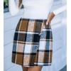 CUPSHE Women’s High Waist Plaid Skirt Causal Bodycon Pencil Wool Mini Skirts Winter Fall A Line Elegent Outfits(Brown Black)