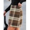 CUPSHE Women’s High Waist Plaid Skirt Causal Bodycon Pencil Wool Mini Skirts Winter Fall A Line Elegent Outfits(Coffee)
