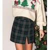 CUPSHE Women’s High Waist Plaid Skirt Causal Bodycon Pencil Wool Mini Skirts Winter Fall A Line Elegent Outfits(Deep Green)