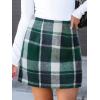 CUPSHE Women’s High Waist Plaid Skirt Causal Bodycon Pencil Wool Mini Skirts Winter Fall A Line Elegent Outfits(Green)