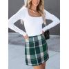CUPSHE Women’s High Waist Plaid Skirt Causal Bodycon Pencil Wool Mini Skirts Winter Fall A Line Elegent Outfits(Green)