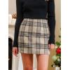 CUPSHE Women’s High Waist Plaid Skirt Causal Bodycon Pencil Wool Mini Skirts Winter Fall A Line Elegent Outfits(Khaki)
