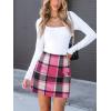 CUPSHE Women’s High Waist Plaid Skirt Causal Bodycon Pencil Wool Mini Skirts Winter Fall A Line Elegent Outfits(Pink)