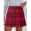 CUPSHE Women’s High Waist Plaid Skirt Causal Bodycon Pencil Wool Mini Skirts Winter Fall A Line Elegent Outfits(Red Green 2)