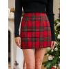CUPSHE Women’s High Waist Plaid Skirt Causal Bodycon Pencil Wool Mini Skirts Winter Fall A Line Elegent Outfits(Red Green)