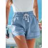 CUPSHE Women’s High Waisted Shorts Drawstring Casual Loose Fit Summer Jean Short Pocket Soft Lightweight Elastic Pant(Blue)
