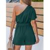 CUPSHE Women’s Jumpsuit One Shoulder Sleeveless High Waist Tied Wide Leg Pants One Piece Casual Summer Outfits Romper 2025(Green)