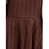 CUPSHE Women’s Knit Fall Mini Dress Long Sleeves Square Neck Ruffle A Line Dresses(Coffee)