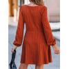 CUPSHE Women’s Knit Fall Mini Dress Long Sleeves Square Neck Ruffle A Line Dresses(Orange)