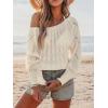 CUPSHE Women’s Knit Tops Casual Long Sleeve Lightweight Top Bathing Suit Cover Up(Beige)