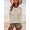 CUPSHE Women’s Knit Tops Casual Long Sleeve Lightweight Top Bathing Suit Cover Up(Beige)
