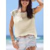 CUPSHE Womens Lace Short Sleeve Tops Cap Sleeve T Shirts 2025 Cute Basic Trendy Fashion Casual Dressy Outfits(Beige)